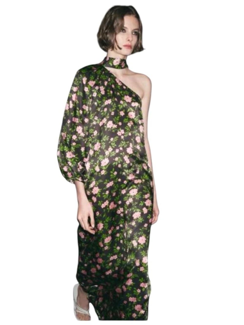 ZARA 100% Silk Asymmetric Floral Midi Dress – Size S - Picture 5 of 11